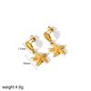 Pendientes de concha de acero inoxidable de la serie marina de moda de lujo ligero europeo y americano, pendientes de estrella de mar de oro de 18 quilates para mujer transfronterizos