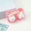 Estojo para Lentes de Contato Desenho Animado Fofo Transparente Portátil Estilo Ins Caixa de Armazenamento de Óculos High-End Girly Heart