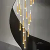 Escada de Loft Duplex Lustre Moderno Simples Escandinavo Sala de Estar Sala de Jantar Luminária Casa de Alto Padrão Lustre Longo Giratório