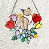 Novo Pingente de Janela Acrílico Colorido Gato Flor Decoração de Parede para Casa Presente para Amantes de Gatos