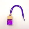 Garrafa Quadrada Pequena Colorida de Vidro para Aromaterapia de Carro 8ml Pingente com Cordão Garrafa de Perfume Garrafa Difusora Pingente de Carro