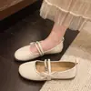 Zapatos Mary Jane de suela blanda estilo francés 2026 para mujer, nueva colección primavera/otoño, punta redonda, moño de perlas, estilo de hada, perfectos con vestidos