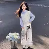Calça casual larga e estilosa da moda para crianças mais velhas, conjunto de duas peças para primavera/outono de 2026 com moletom de manga longa