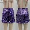 Comercio Exterior Transfronterizo Primavera 2026 Falda Sexy de Línea A para Mujer Estilo Europeo y Americano Minifalda Brillante de Cintura Alta