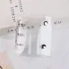 Estilo Ins Mini A8 Capa de Folhas Soltas com Botão Duplo Transparente Colorido em PVC Presilha de Encaixe Pequena Argola Metálica de 3 Furos Caderno de Folhas Soltas