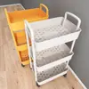 Estante de Armazenamento com Carrinho Móvel de Múltiplas Camadas para Chão Cesta de Legumes para Cozinha Caixa de Armazenamento de Lanches para Banheiro Estante de Livros Armário
