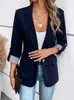 Moda Casual Botonada Europeia e Americana Nova 2026 Blazer Slim Fit com Mangas Três Quartos Dobradas para Mulheres