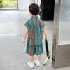 Conjunto de Camisa Rayada de Verano para Niños 2026 Nuevo Estilo Chaleco sin Mangas Fresco para Niños Conjunto de Dos Piezas Ropa de Verano para Bebés