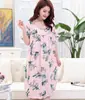 Pijama de Algodón y Seda Artificial para Calle de Verano para Adultos de Mediana Edad y Mayores Camisón de Manga Corta para Mujeres Embarazadas Talla Grande Vestido Dropshipping