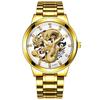 Reloj Calendario Dragón Estilo Chino con Incrustaciones de Diamantes de Comercio Exterior, Reloj No Mecánico, Reloj para Hombre con Relieve de Oro con Tótem de Dragón y Esfera Grande