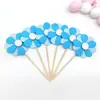 Decoración de pastel de cumpleaños al por mayor estilo ins flor de abanico de papel multicolor hermoso abanico plegable tarjeta de girasol mesa de postres para hornear