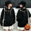 Sudaderas forradas de felpa para niñas de importación, nueva colección otoño/invierno 2026, cuello redondo, diseño de caricatura lindo, tops de manga larga para niños como capa base, venta al por mayor