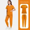 Uniformes Médicos Elásticos, Ropa de Lavado a Mano de Manga Corta para Quirófano, Tops para Mujer, Ropa de Trabajo, Uniformes de Enfermería, Ropa Quirúrgica para Doctor, Ropa de Enfermería