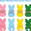 Amazon Transfronterizo Pascua de Primavera Conejo de Madera con Lazo de Puntos Madera Decoración de Mesa Decoración de Mesa Festiva