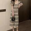 2 023 Verão Novo Estilo Coreano Dongdaemun Preguiçoso Clássico Listrado Loose Slim Dress