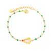 Pulsera de cuentas de semillas de esmalte de colores para joyería transfronteriza, pulsera versátil simple de oro de 18 quilates con forma de cruz, corazón, elefante para mujer