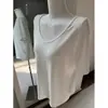 Camiseta Branca Casual de Gola V Estilo Preguiçoso Feminina Primavera e Verão Manga Longa Solta Emagrecedora com Camisa Básica