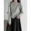 Suéter de Lã Macia Luxi Estilo Coreano Gola Redonda de Botão Único para Mulheres, Outono 26, Cardigan Jaqueta de Tricô para o Trabalho Ss1070