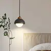 Lámpara colgante de noche Bauhaus vintage, plateada minimalista madera maciza retro dormitorio sala de estar entrada decorativa pequeña lámpara colgante, hierro