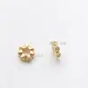 6 Aleación Incrustada Circonita Oro Rosa Blanco Forma de Flor Accesorios Espaciadores Accesorios para Pulseras DIY para Ensartar Pulseras de Cristal