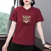 Camiseta de Verano Nueva para Mujer de Manga Corta, Juvenil y Versátil, Corte Holgado, Adelgazante, Tallas Grandes, Moderna, Top que Cubre el Vientre
