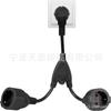 Base de enchufe doble, base porosa de 2 ranuras, con cable flexible, enchufe convertidor alemán
