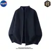 Cárdigan de punto minimalista de alta calidad con cremallera de la marca NASA para hombre, chaqueta guapa casual de otoño estilo old money