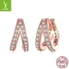 Pendientes geométricos de diamante chapado en oro coreano, estilo frío, moda, mujer moderna, hebilla de hongo blanco 925, pendiente SCE1187