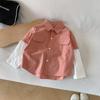 Valle del Viento 2023 Primavera Nueva Ropa Infantil Coreana Guapa Camisa Falsa de Dos Piezas Camisa de Letras Versátil para Niños