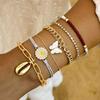 Pulsera Geométrica con Flor de Margarita Transfronteriza Europea y Americana Juego de Cuatro Piezas Pulsera de Perlas de Imitación a la Moda Venta al por Mayor