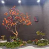 Árvore de caqui artificial, árvore dos desejos, decoração de chão para vitrine de feriado em saguão de hotel, árvore de caqui de madeira maciça