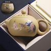 Tetera de Arcilla Púrpura Hecha Completamente a Mano, Olla Dorada Vieja de Barro Xishi, Ocho Caballos que Cambian de Color, Agua que se Rompe, Fénix Cantando, Una Olla y Dos Tazas de Té
