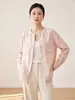 Nueva Camisa de Seda de Doble Capa para Mujer, Para el Trabajo, Seda de Morera, Cuello Redondo, Manga Larga, Delgada, Holgada, Cárdigan Versátil