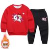 Terno de outono e inverno para meninas roupas esportivas de inverno infantis suéter forrado de lã roupas de outono roupas infantis casuais femininas