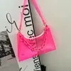 Bolsa Feminina Nova Moda Verão ins Pequena Fresca Bolsa de Gelatina Cor Sólida Transparente Bolsa de Ombro Único Pequena Feminina