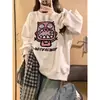 Moletom Fino com Gola Redonda de Anime Desenho Animado para Mulheres Design de Primavera e Outono Nicho Oversize Solto com Capuz Top Versátil