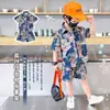 Traje de Camisa de Manga Corta de Verano para Niño Nuevo Estilo Ropa Estilo Vaquero para Niño Ropa de Verano Guapa de Moda para Bebé Ropa para Niños