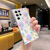 Funda de teléfono transparente de colores macaron con lazo de flor para Samsung S25 Ultra, funda transparente de alto valor