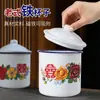 Caneca Esmaltada Nostálgica Clássica Antiga Caneca de Chá de Ferro com Tampa Estilo Yin Zheng Mesma Cor Quadro Antigo Retrô Caneca de Água de Grande Capacidade