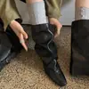 Versión de cuero~Botas vaqueras western vintage con aumento interno de altura, punta cuadrada, tacón apilado, caña ancha, botas de media pantorrilla adelgazantes, botas de montar para mujer