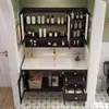 Conjunto de Gabinete de Banheiro em Carvalho Estilo Francês, Lavatório de Banheiro, Gabinete com Lavatório para Vaso Sanitário, Cuba Integrada de Cerâmica, Feito Sob Medida