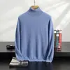 Suéter de Cachemira para Hombre Otoño/Invierno Cuello Vuelto Negocios Casual Edad Media y Joven Tejido Color Sólido Suéter Holgado Camiseta Base Top