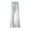 Pantalones de pierna ancha rectos ligeramente acampanados color negro ean, corte holgado retro estilo americano, jeans largos adelgazantes para hombre