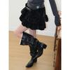 Botas de Caballero Negras Puntiagudas para Mujer 2025 Otoño e Invierno Nuevas Botas de Nieve con Tacón Grueso y Forro de Terciopelo para Mujer de Caña Larga