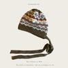Nuevo Gorro de Lana Jacquard Tejido para Mujer, Gorro de Moda de Otoño e Invierno, Gorro Pulóver de Moda, Tira Cálida con Barba Colgante, Lindo Gorro con Protección para las Orejas