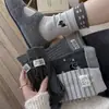 Calcetines Gruesos Cálidos de Lana Merino Bordados Suaves Cálidos Rayados de Media Pantorrilla Estilo Coreano Calcetines de Puntos Calcetines Holgados para Mujer