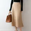 100% lã, 26 novas saias de tricô femininas outono/inverno, cintura elástica, saia de lã evasê, barra larga estilosa, efeito emagrecedor