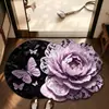 Alfombrilla de piso rosa con forma de rosa, 3D de ojo desnudo, estilo francés, plana, para entrada y dormitorio, antideslizante y resistente al desgaste