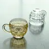 Taza de té resistente al calor directa de fábrica Vidrio europeo para restaurante Chapado iónico Patrón de bambú ámbar Taza de café
