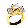 Anel Quadrado Totalmente Cravejado com Diamantes Banhado a Ouro 18K Anel de Diamante de 2 Quilates Nobre e Dominador Coroação do Imperador Coroa do Imperador Anel Masculino